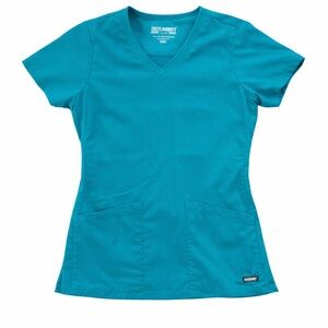 Greys Anatomy Women’s Light Teal Blue V-Neck Scrub Top-sz XS